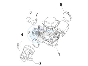 Beverly 125 e3 drawing Carburettor assembly - Union pipe