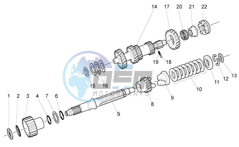 Primary gear shaft