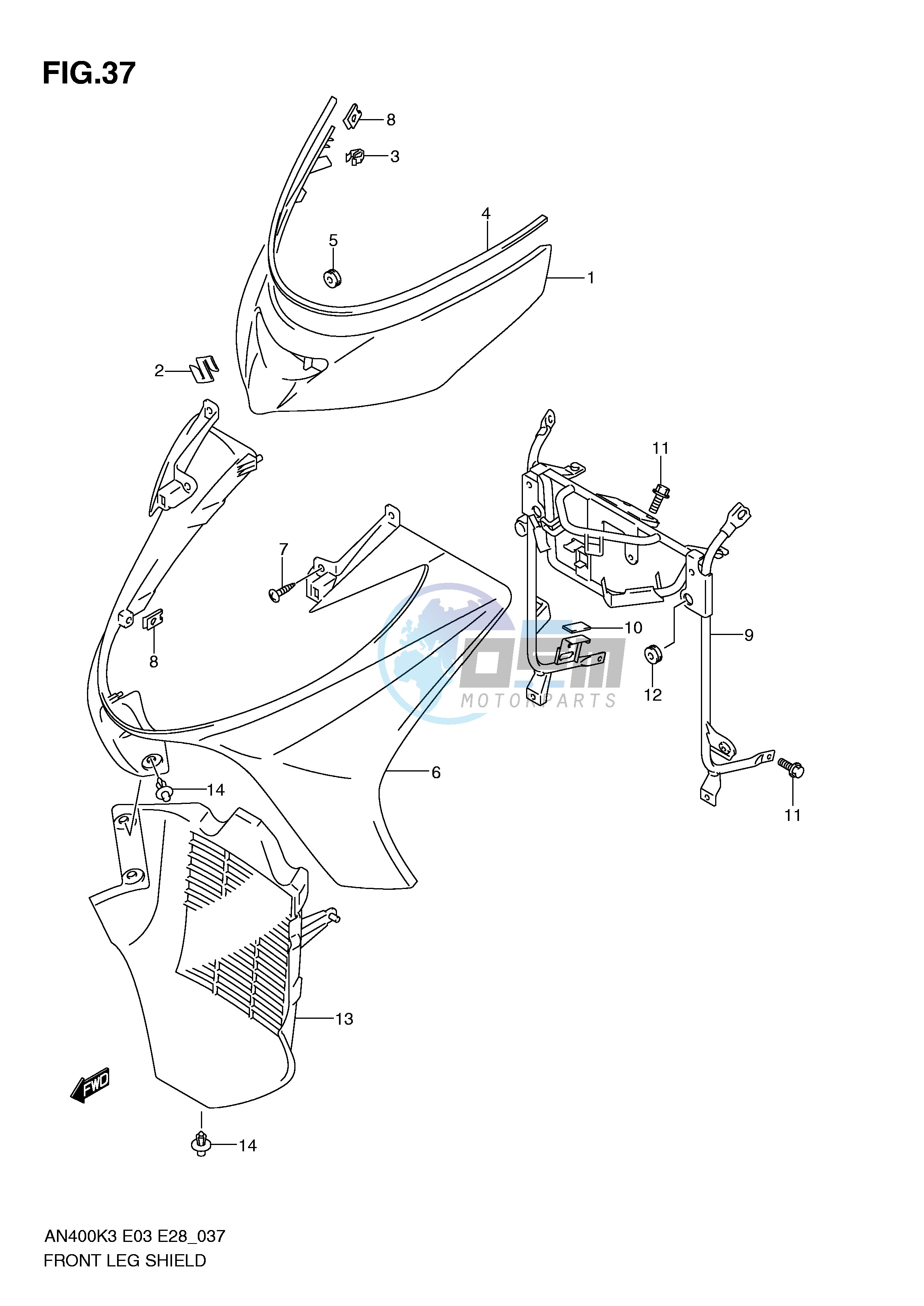 FRONT LEG SHIELD (MODEL K3 K4)