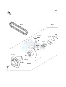 KAF 620 S [MULE 4010 TRANS4X4 HARDWOODS GREEN HD] (S9F-SAF) SAF drawing DRIVEN CONVERTER_DRIVE BELT