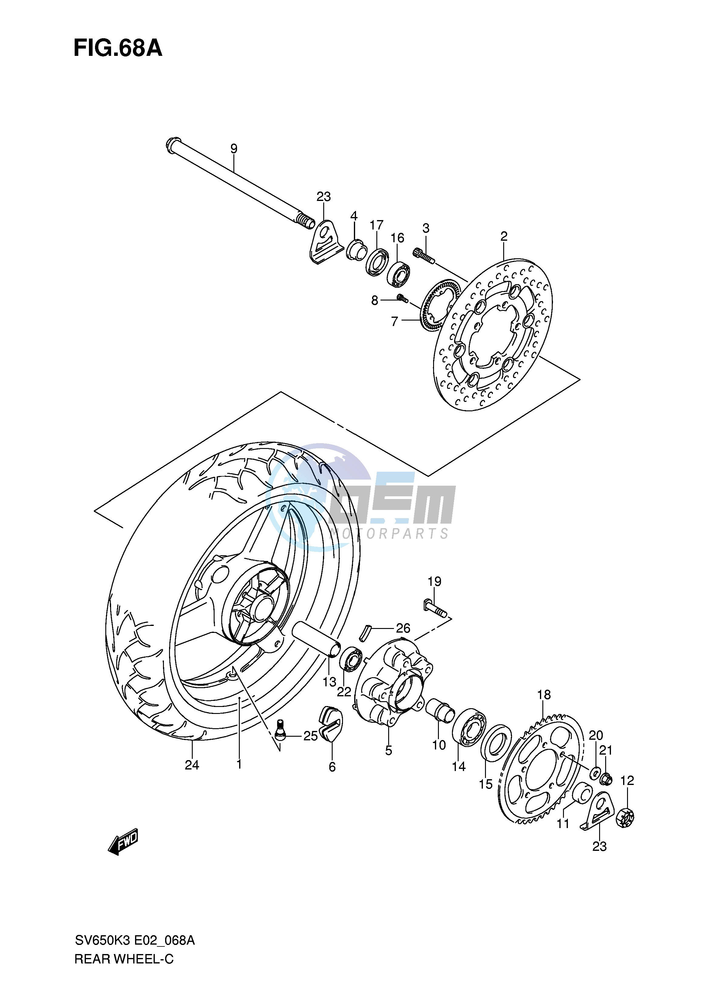 REAR WHEEL (SV650AK7 UAK7 SAK7 SUAK7)