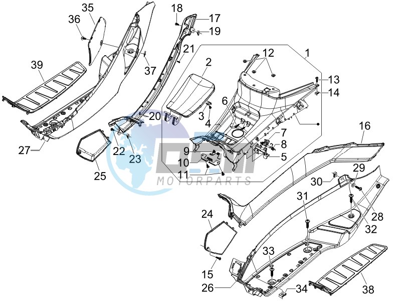 Central cover - Footrests