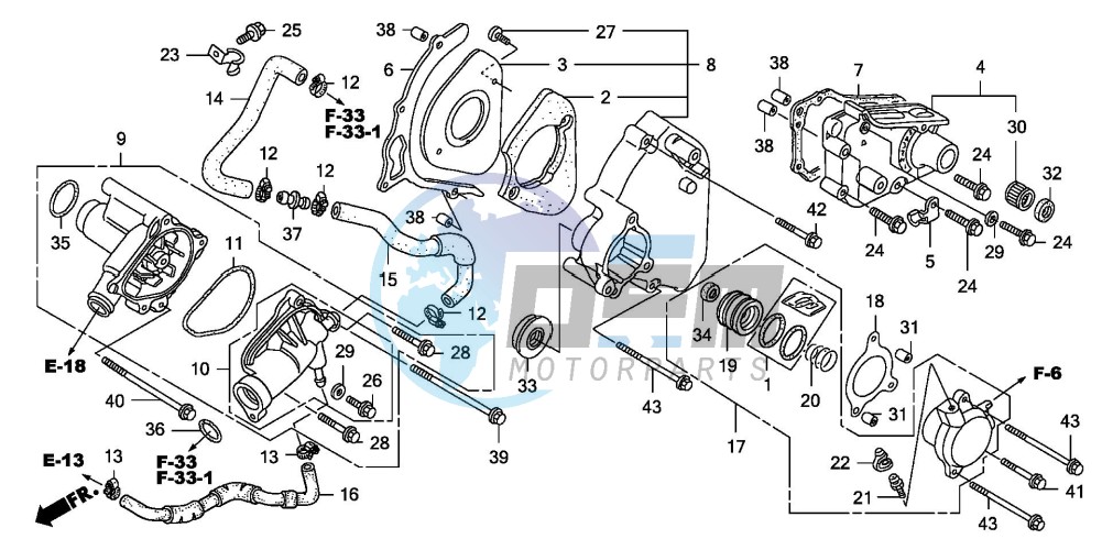 LEFT REAR COVER/WATER PUM P