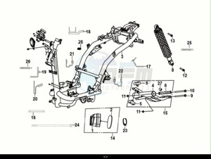 ORBIT III 125 (XE12W2-EU) (E5) (M1) drawing FRAME BODY - ENGINE MOUNT