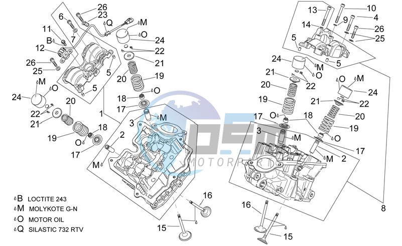 Cylinder head and valves