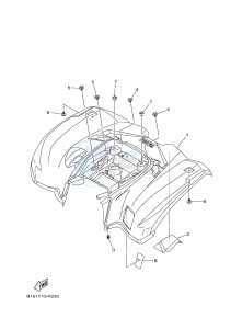 YFM700FWBD YFM70KPSH KODIAK 700 EPS SPECIAL EDITION (B328) drawing REAR FENDER