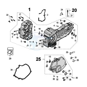 SAT400 drawing CRANKCASE WITH STRAIGHT EDGE