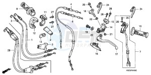 CRF150RBC drawing HANDLE LEVER/ SWITCH/ CABLE