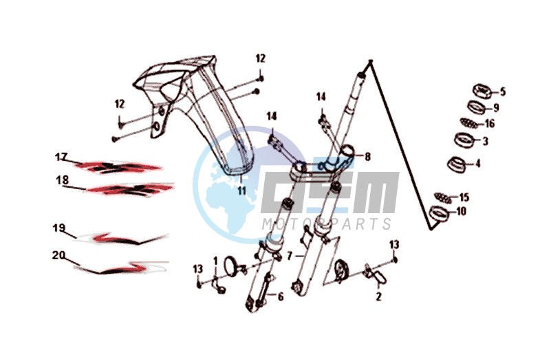 FRONT FORK / FRONT MUDGUARD / STEERING CROWN