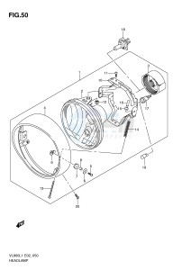 VL800 (E2) VOLUSIA drawing HEADLAMP ASSY (VL800CL1 E19)