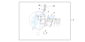 SH1259 France - (F / CMF) drawing HIGH WINDSCREEN (WITHOUT KNUCKLE VISORS)