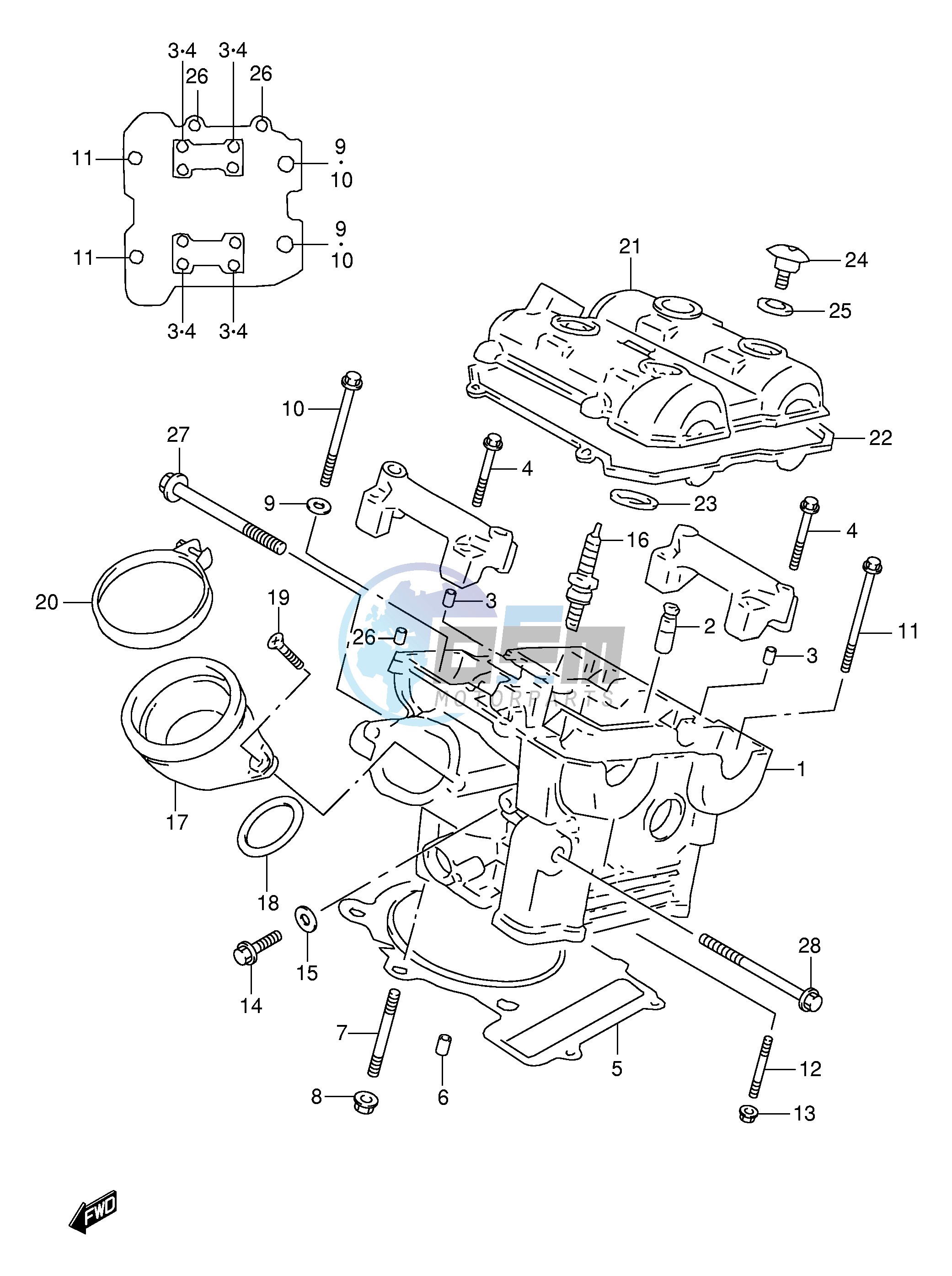 REAR CYLINDER HEAD (MODEL W X Y K1)