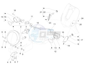 LXV 150 (NAFTA) drawing Front headlamps - Turn signal lamps