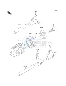 KX 100 A [KX100 MONSTER ENERGY] (A6F - A9FA) D9F drawing GEAR CHANGE DRUM_SHIFT FORK-- S- -