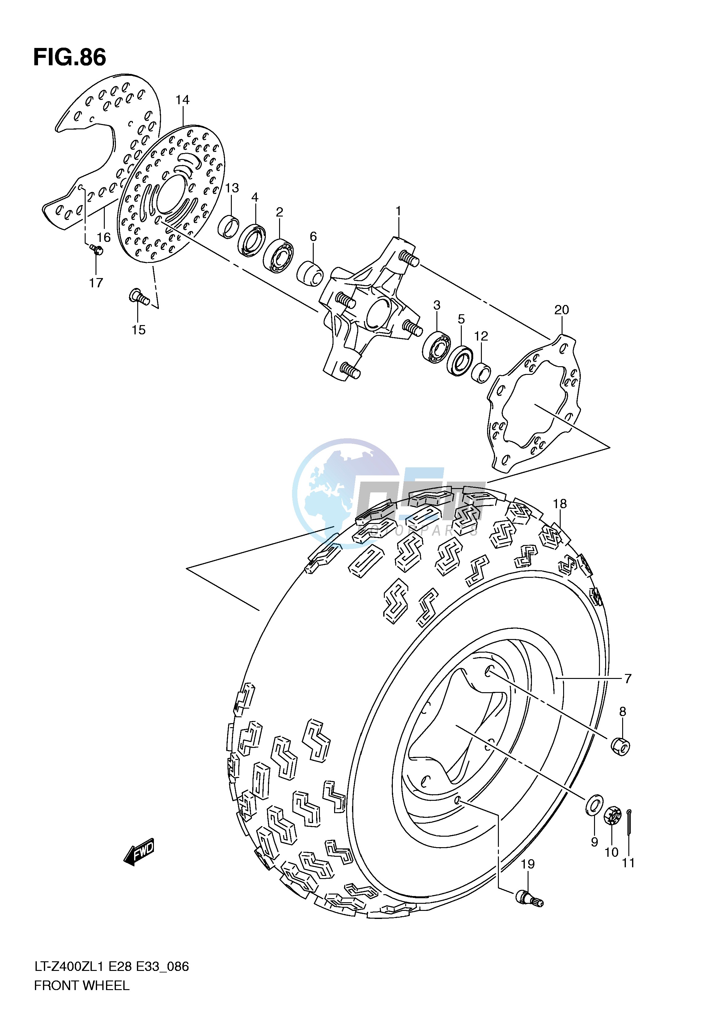 FRONT WHEEL (LT-Z400L1 E33)