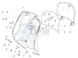 LX 150 4T ie USA drawing Front glovebox - Knee-guard panel