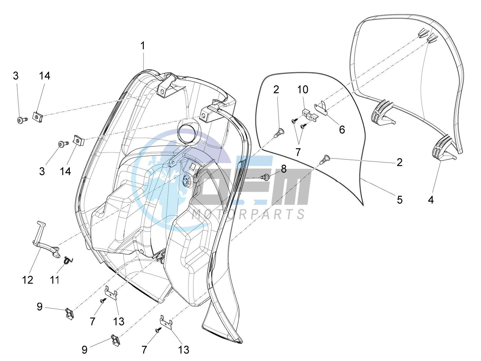 Front glovebox - Knee-guard panel