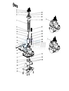 H1 C [MACH III] 500 [MACH III] drawing CARBURETORS -- 69-72 H1_A_B_C- -