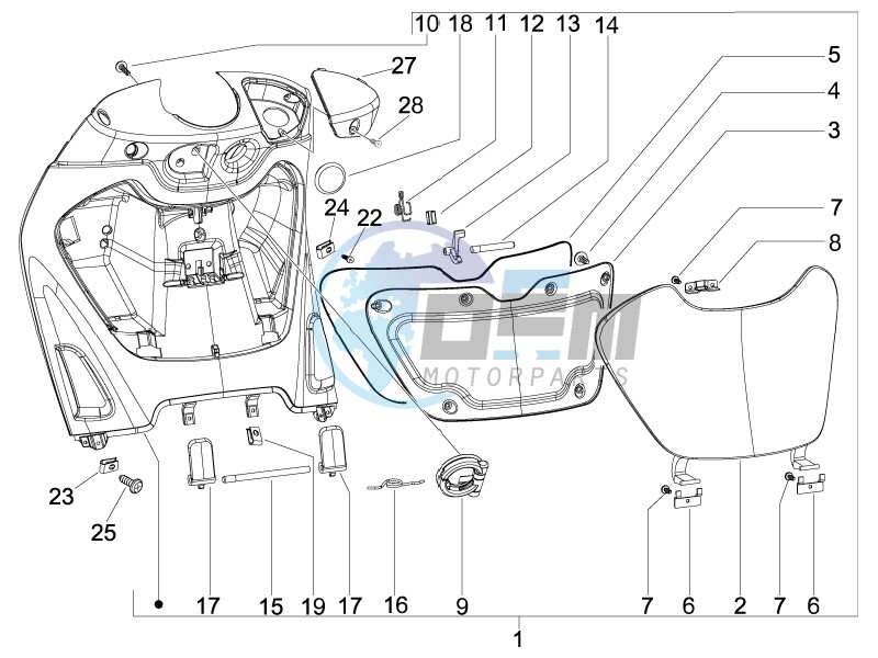 Front glove-box - Knee-guard panel