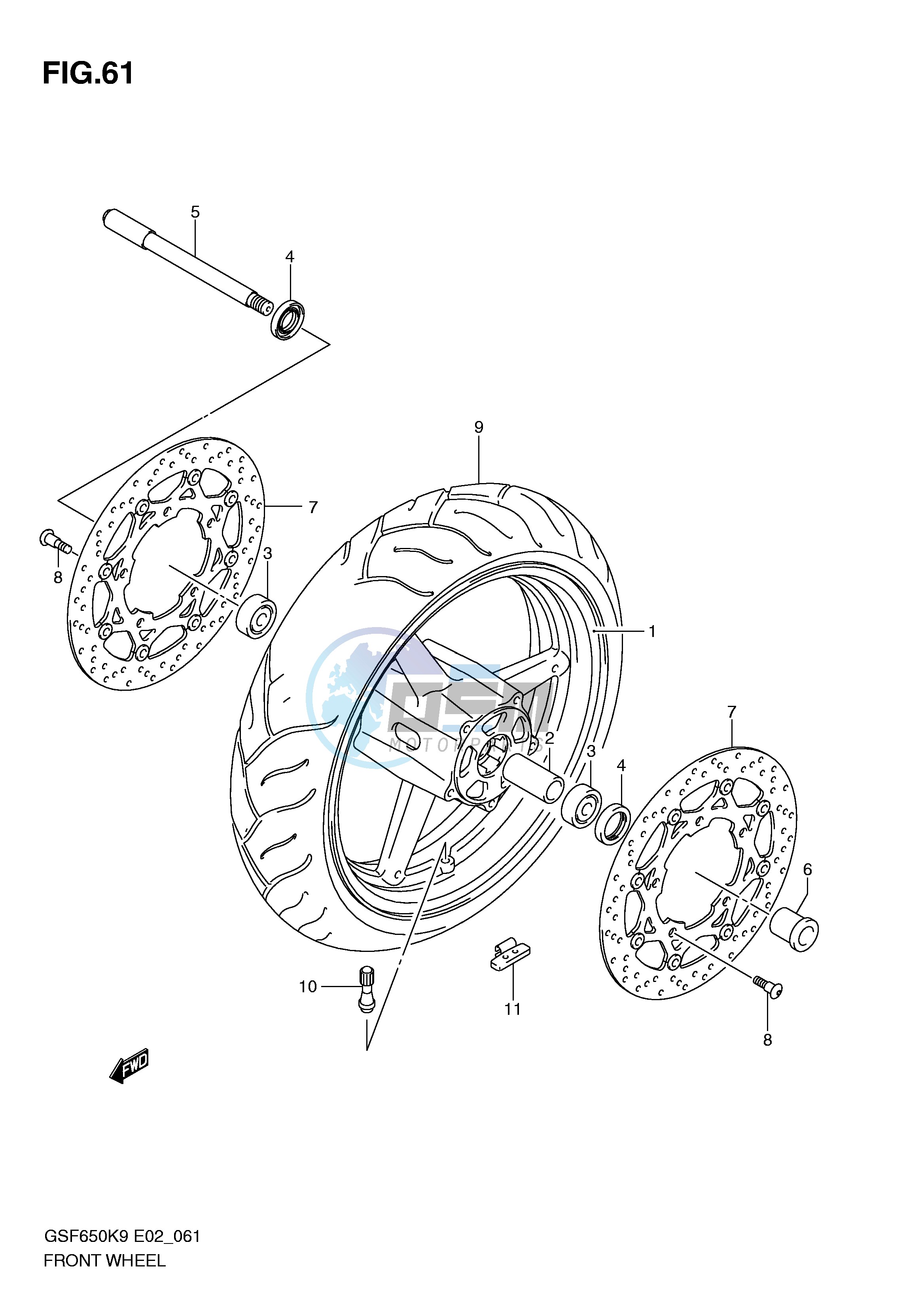 FRONT WHEEL (GSF650K9 SK9 SUK9 UK9 L0 SL0 SUL0 UL0)