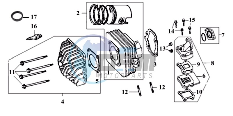 CYLINDER MET PISTON / CYLINDER HEAD