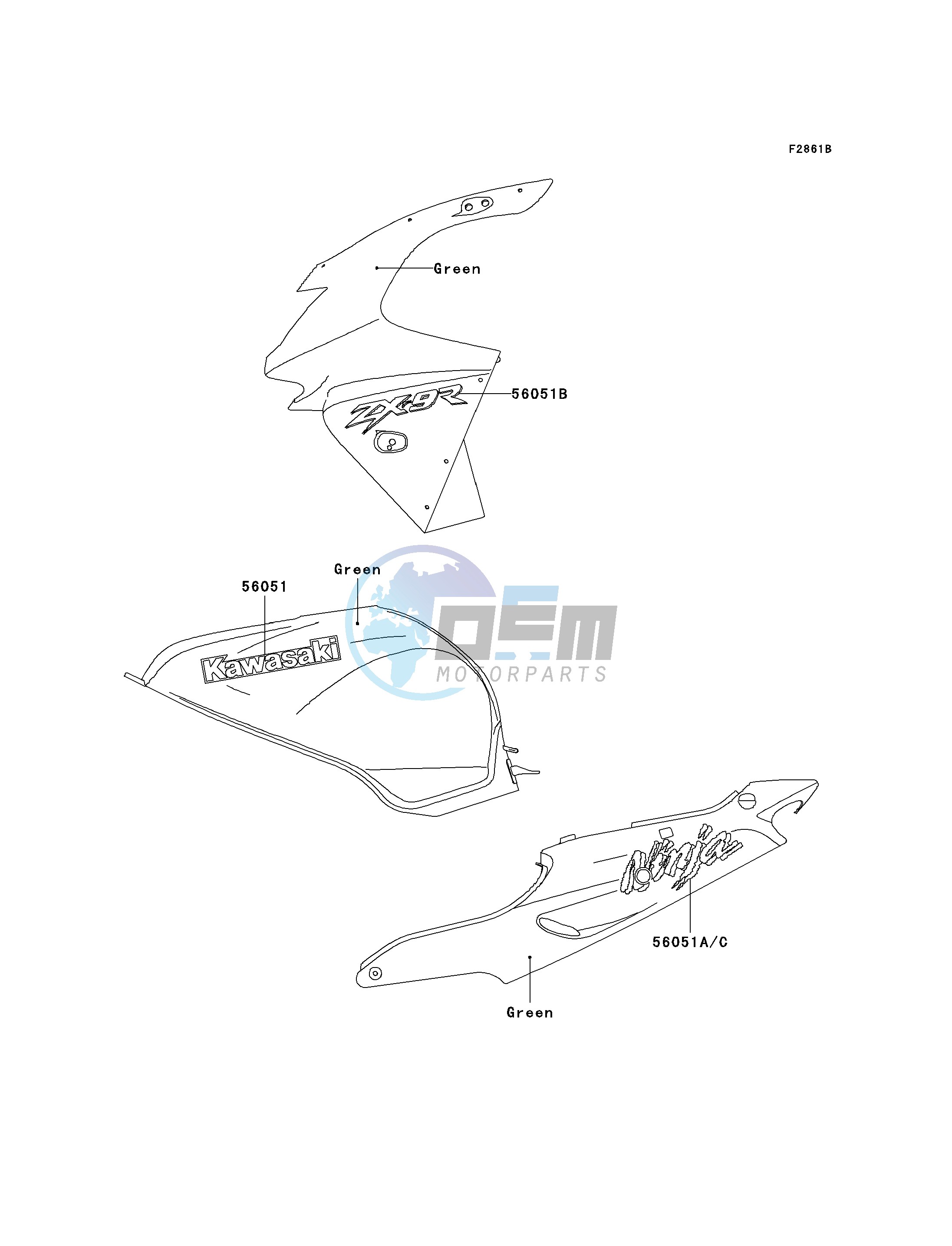 DECALS-- GREEN- --- ZX900-C1- -