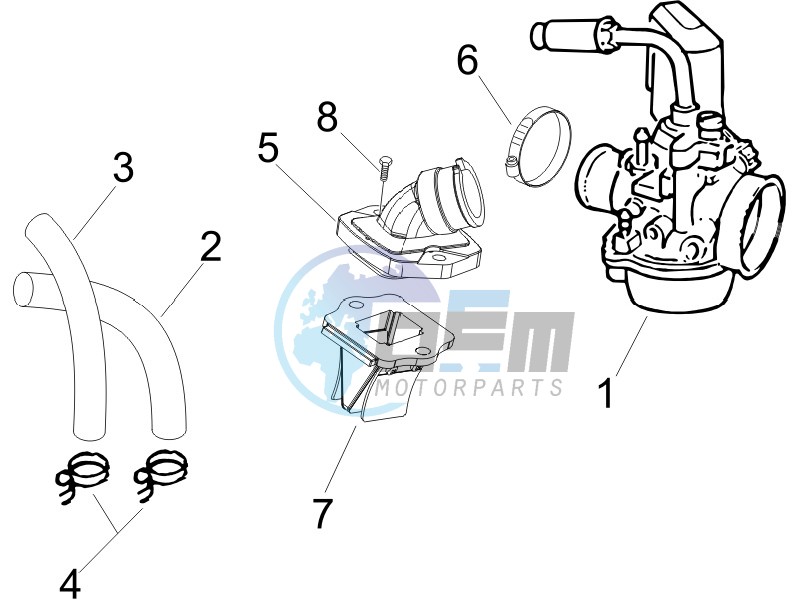 Carburettor assembly - Union pipe