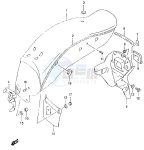 GZ125 (W-X-Y) drawing REAR FENDER (MODEL Y)