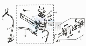 XS 125 drawing BRAKE CALIPER FOR / BRAKE LEVER / BRAKE LINES