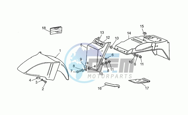 Front/rear mudguards