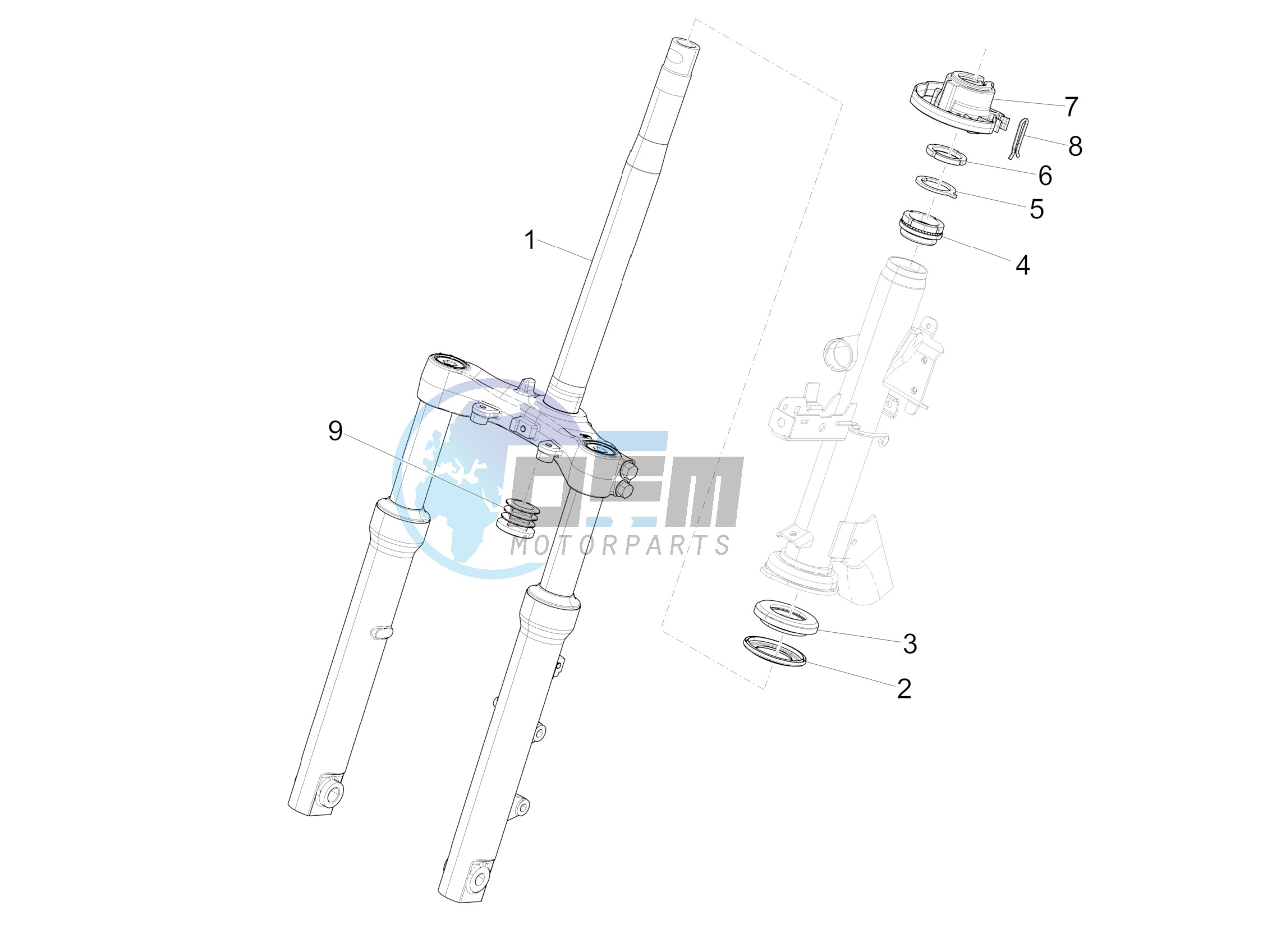 Fork/steering tube - Steering bearing unit