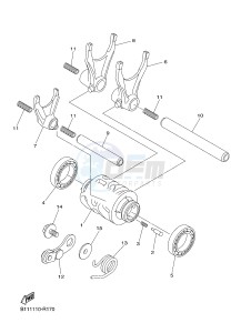 YZ450F (B111 B112 B113 B114) drawing SHIFT CAM & FORK