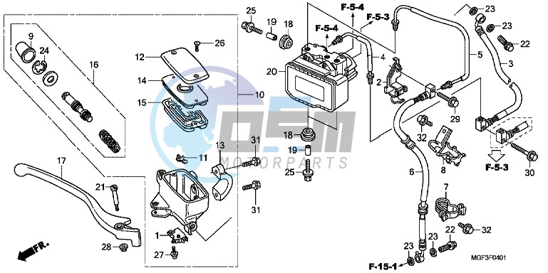 FRONT BRAKE MASTER CYLINDER (FJS600A9 2KO/ FJS600AB)