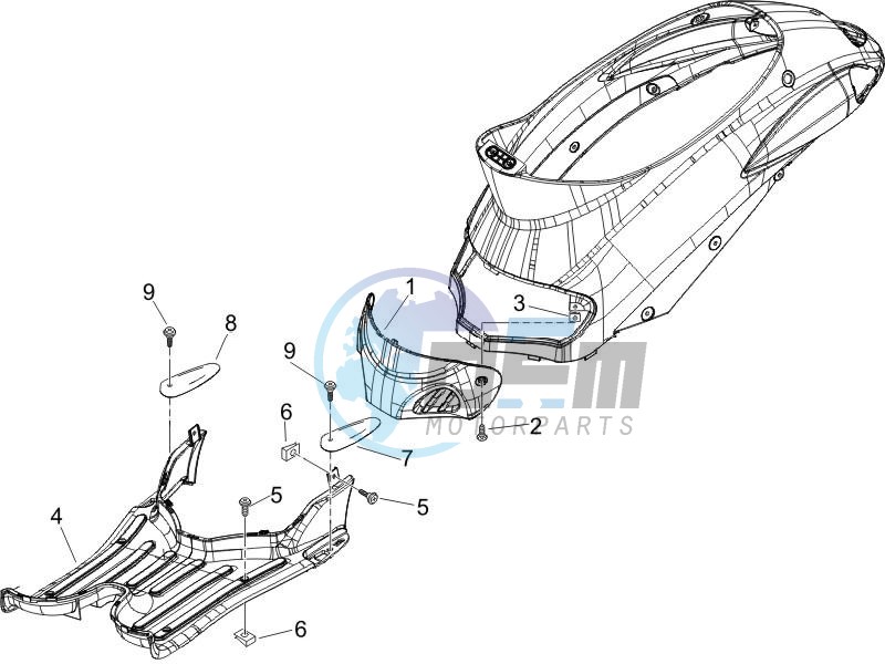 Central cover - Footrests