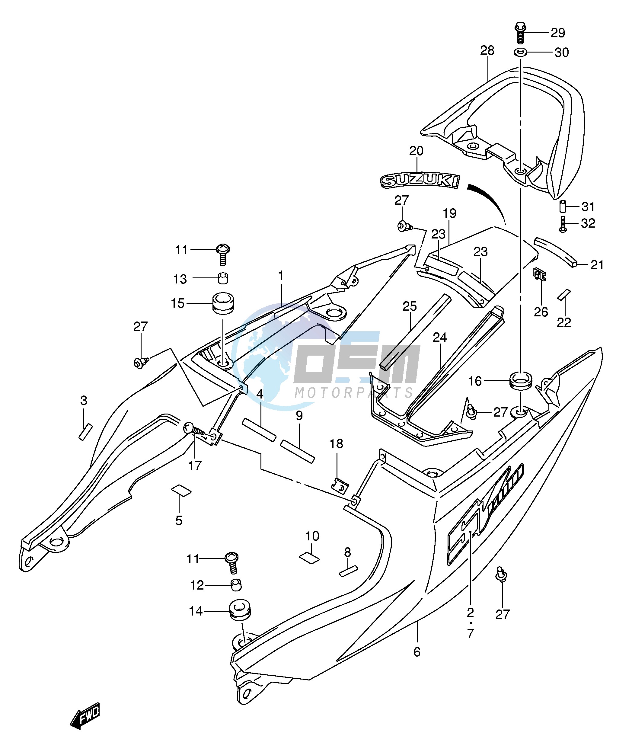 SEAT TAIL COVER (SV1000K5 U1K5 U2K5)