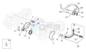 Scarabeo 100 4T e3 net drawing Kick-start gear - starter motor