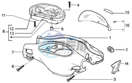 Speedometers Kms. - handlebar cover