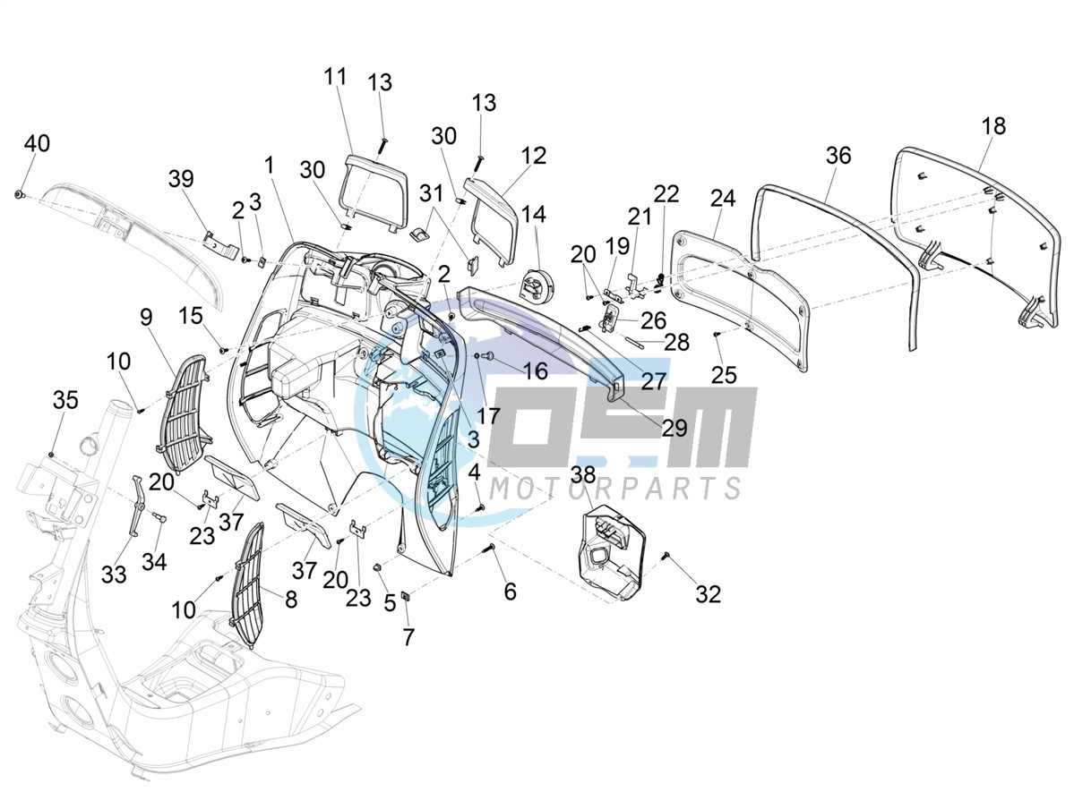 Front glove-box - Knee-guard panel