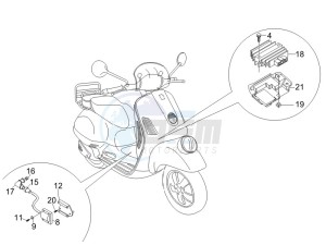 GTV 125 4T (Euro 3) drawing Voltage Regulators -ECU - H.T. Coil