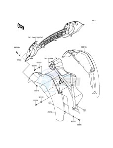 MULE 610 4x4 KAF400AGF EU drawing Front Fender(s)