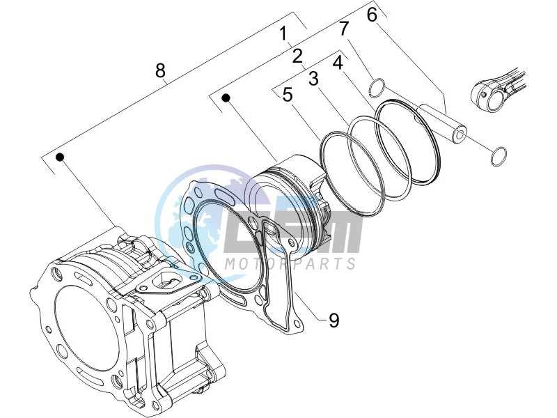 Cylinder-piston-wrist pin unit