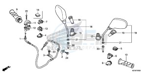 SH125DE SH125D UK - (E) drawing SWITCH/CABLE/MIRROR