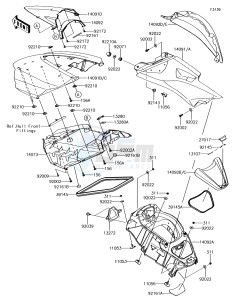 JET SKI ULTRA 310R JT1500NGF EU drawing Hull Middle Fittings