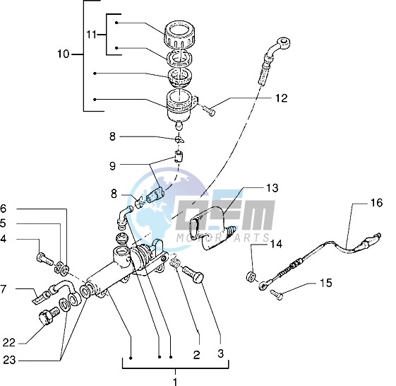 Rear master brake cylinder