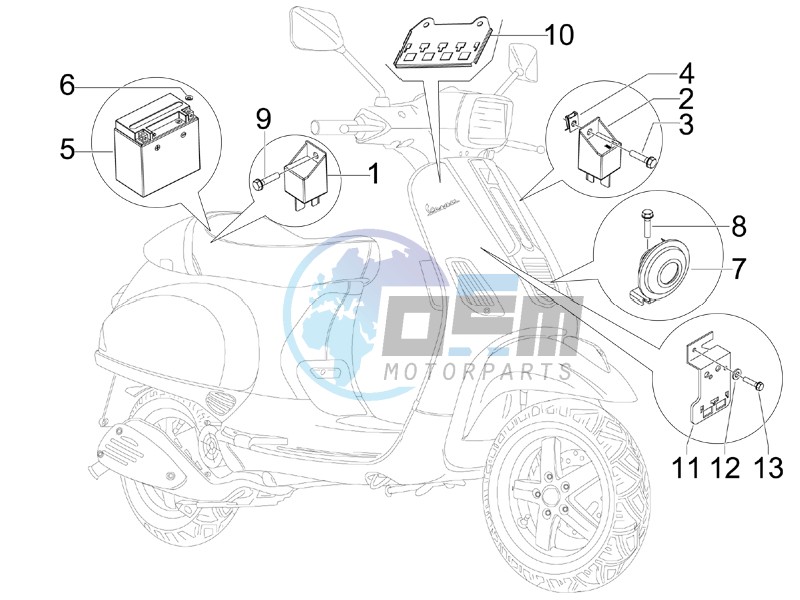 Control switches - Battery - Horn