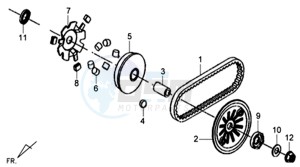 X'PRO 50 45KMH (L8) EU EURO4 drawing MOVABLE FLANGE / V-BELT