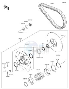 BRUTE FORCE 750 4x4i EPS KVF750HJF EU drawing Driven Converter/Drive Belt