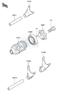 KX 80 J [BIG WHEEL] (J2) [BIG WHEEL] drawing GEAR CHANGE DRUM & FORKS