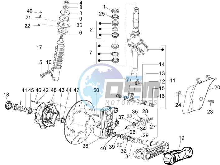 Fork - steering tube - Steering bearing unit