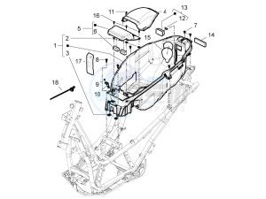 Beverly 350 4t 4v ie e3 Sport Touring drawing Helmet box - Undersaddle